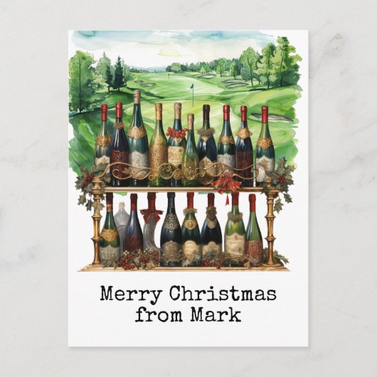 ゴルファー用クリスマスドリンク付きゴルフコース シーズンポストカード (正面)