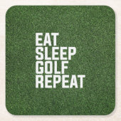 ゴルファー用グリーングラス食べパーティースリープゴルフリピート スクエアペーパーコースター (正面)