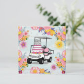 ゴルファー用ゴルフカートをテーマにしたゴルフ誕生日 カード (スタンド正面)