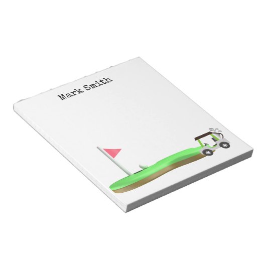 ゴルファー用ゴルフカート付きゴルフ場 ノートパッド (アングル)