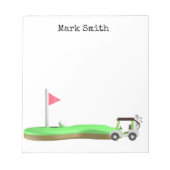 ゴルファー用ゴルフカート付きゴルフ場 ノートパッド (正面)