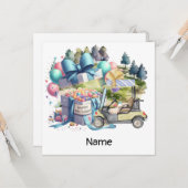 ゴルファー用ゴルフカート付きゴルフ誕生日 カード (正面/裏面インサイチュ)