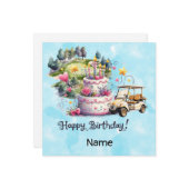 ゴルファー用ゴルフカート付きゴルフ誕生日 カード (正面/裏面インサイチュ)