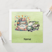 ゴルファー用ゴルフカート付きゴルフ誕生日 カード (正面/裏面インサイチュ)