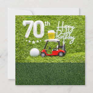 ゴルファー用ゴルフカート付きゴルフ70誕生日 カード
