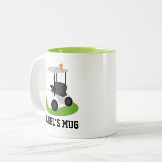 ゴルファー用ゴルフパーソナライズされたギフトゴルフカート ツートーンマグカップ (正面左)