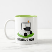 ゴルファー用ゴルフパーソナライズされたギフトゴルフカート ツートーンマグカップ (左)