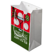 ゴルファー用ゴルフボールクリスマス ミディアムペーパーバッグ (正面アングル)