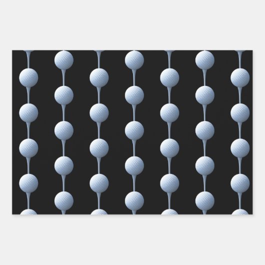 ゴルファー用ゴルフボールデザインのトリオ ラッピングペーパーシート (正面2)