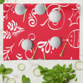 ゴルファー用ゴルフボール付きゴルフクリスマス キッチンタオル (折り畳み)