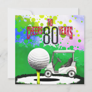 ゴルファー用ゴルフボール付きゴルフ80誕生日 カード