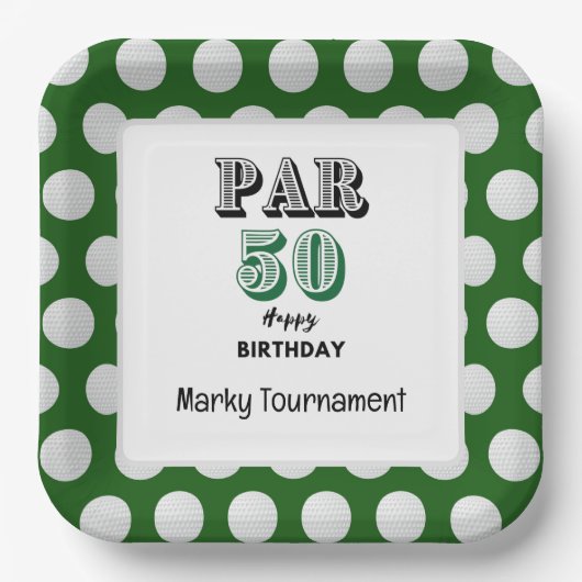 ゴルファー用ゴルフ第50誕生日 ペーパープレート (正面)
