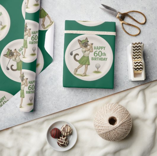 ゴルファー用ゴルフ第60誕生日 ラッピングペーパー (クラフト)