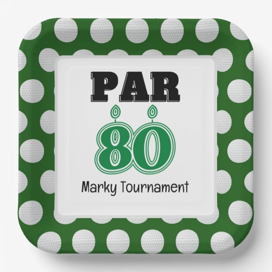 ゴルファー用ゴルフ80誕生日 ペーパープレート (正面)
