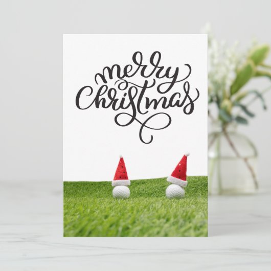 ゴルファー用サンタハット付きゴルフクリスマス シーズンカード (スタンド正面)