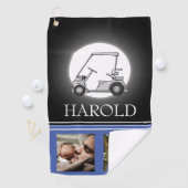 ゴルファー男性ブラックブルー |写真のコラージュ ゴルフタオル (インサイチュ)