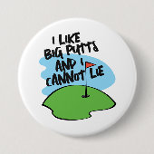 ゴルファー私は大きなパットが好きで嘘をつけない 缶バッジ (正面)
