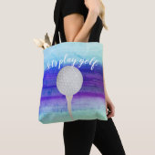 ゴルファー紫青のゴルフボールデザイン トートバッグ (クローズアップ)