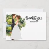 ゴルファー結婚の水彩用ゴルフサンキューカード サンキューカード (正面)