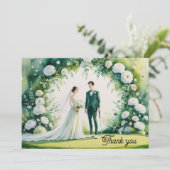 ゴルファー結婚の水彩用ゴルフサンキューカード サンキューカード (スタンド正面)