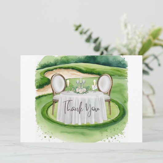 ゴルファー結婚の水彩用ゴルフサンキューカード サンキューカード (スタンド正面)