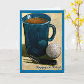 ゴルファー絵を描誕生日:ゴルフボール、マグカップなど カード (黄色い花)