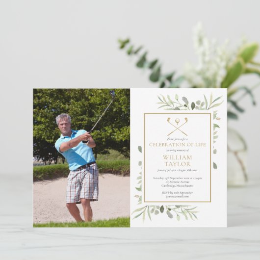 ゴルファー緑のお祝いの写真 招待状 (スタンド正面)