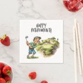 ゴルファー退職用ティー付きゴルフボールパーティー スタンダードカクテルナプキン (インサイチュ)