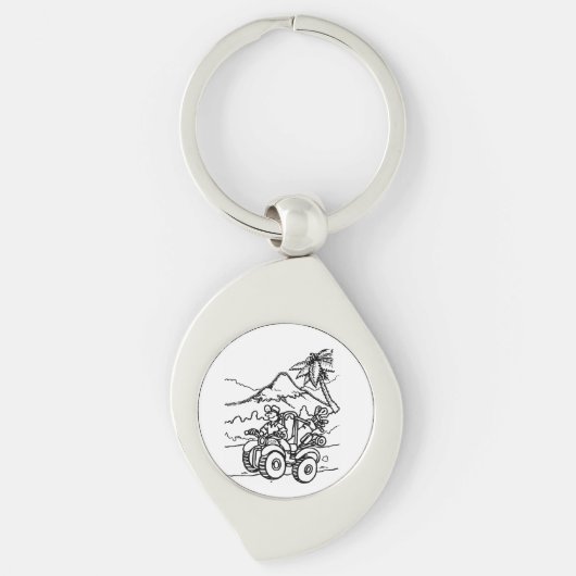 ゴルファー遊の四輪車を使ったゴルフ キーホルダー (正面)