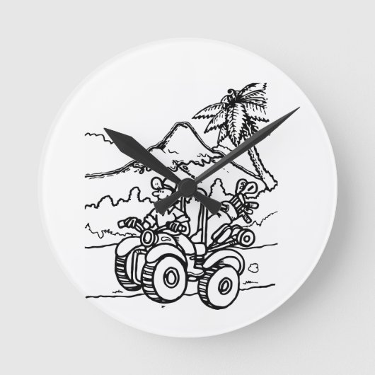 ゴルファー遊の四輪車を使ったゴルフ ラウンド壁時計 (正面)