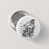 ゴルファー遊の四輪車を使ったゴルフ 缶バッジ (正面&裏面)