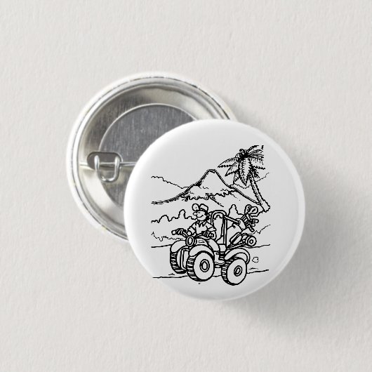 ゴルファー遊の四輪車を使ったゴルフ 缶バッジ (正面&裏面)