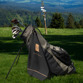 ゴルファー黒モダン金ゴールドモノグラムの名エレガント ゴルフタオル