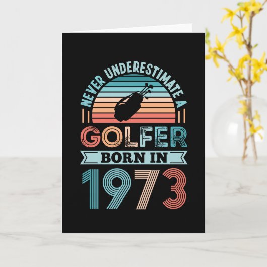 ゴルファー1973生まれゴルフ50番目の誕生日ギフトパパ カード (黄色い花)