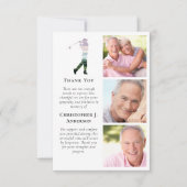 ゴルファー3写真悔やみや弔慰葬儀 サンキューカード (正面)