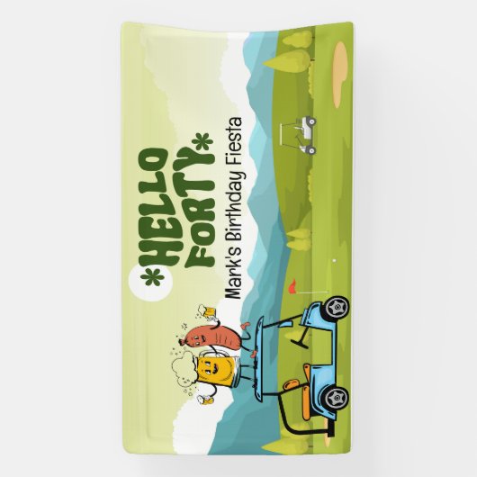 ゴルファー40歳の誕生日パーティー 横断幕 (縦)