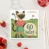 ゴルファー60番目の猫好き誕生日 スタンダードランチョンナプキン (インサイチュ)