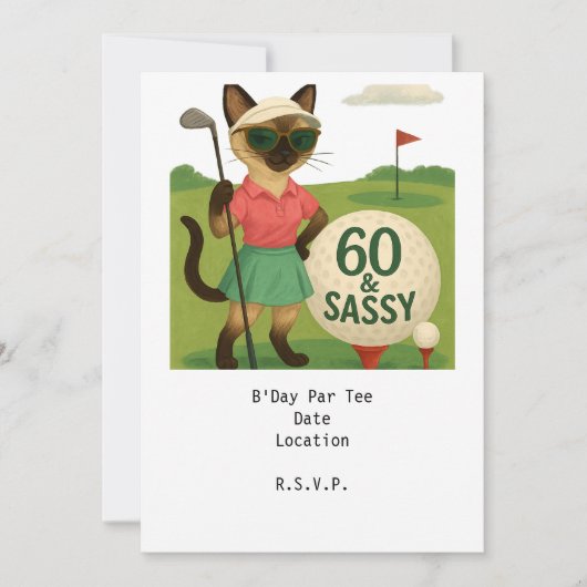 ゴルファー60番目の猫好き誕生日 招待状 (正面)