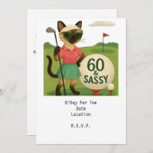 ゴルファー60番目の猫好き誕生日 招待状 (正面/裏面)