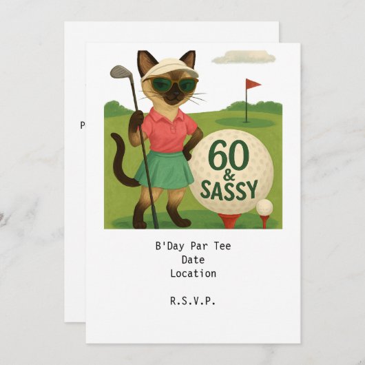 ゴルファー60番目の猫好き誕生日 招待状 (正面/裏面)