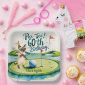 ゴルファー60誕生日のシャム猫好き ペーパープレート (パーティー)