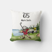 ゴルファー65誕生日ダビングとゴルフカート クッション (正面)