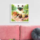 ゴルファー・キャットが庭でピクニックをする キャンバスプリント (インサイチュ (リビング))