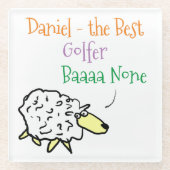 ゴルファー・グラス・コースターの羊デザイン ガラスコースター (正面)