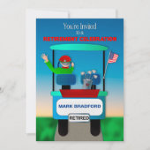 ゴルファー・ゴルフカートの退職招待状 招待状 (正面)