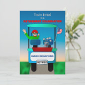 ゴルファー・ゴルフカートの退職招待状 招待状 (スタンド正面)