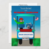 ゴルファー・ゴルフカートの退職招待状 招待状 (正面/裏面)