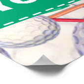 ゴルファー;ゴルフボール&ティーのパターン ポスター (角)