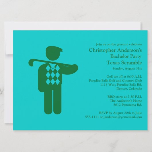 ゴルファー ゴルフ ゴルフグリーン独身パーティー 招待状 (裏面)