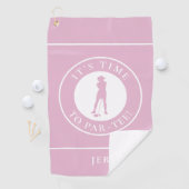 ゴルファー・パーおもしろいティー・ゴルフ・ユーモア・モノグラム可愛いピンク ゴルフタオル (インサイチュ)